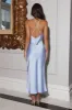 Slip Silk Satin Midi Dress Blue sold by Hello Molly