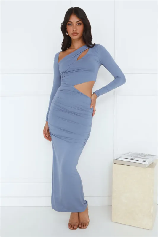 Experience Me Long Sleeve Maxi Dress Blue sold by Hello Molly