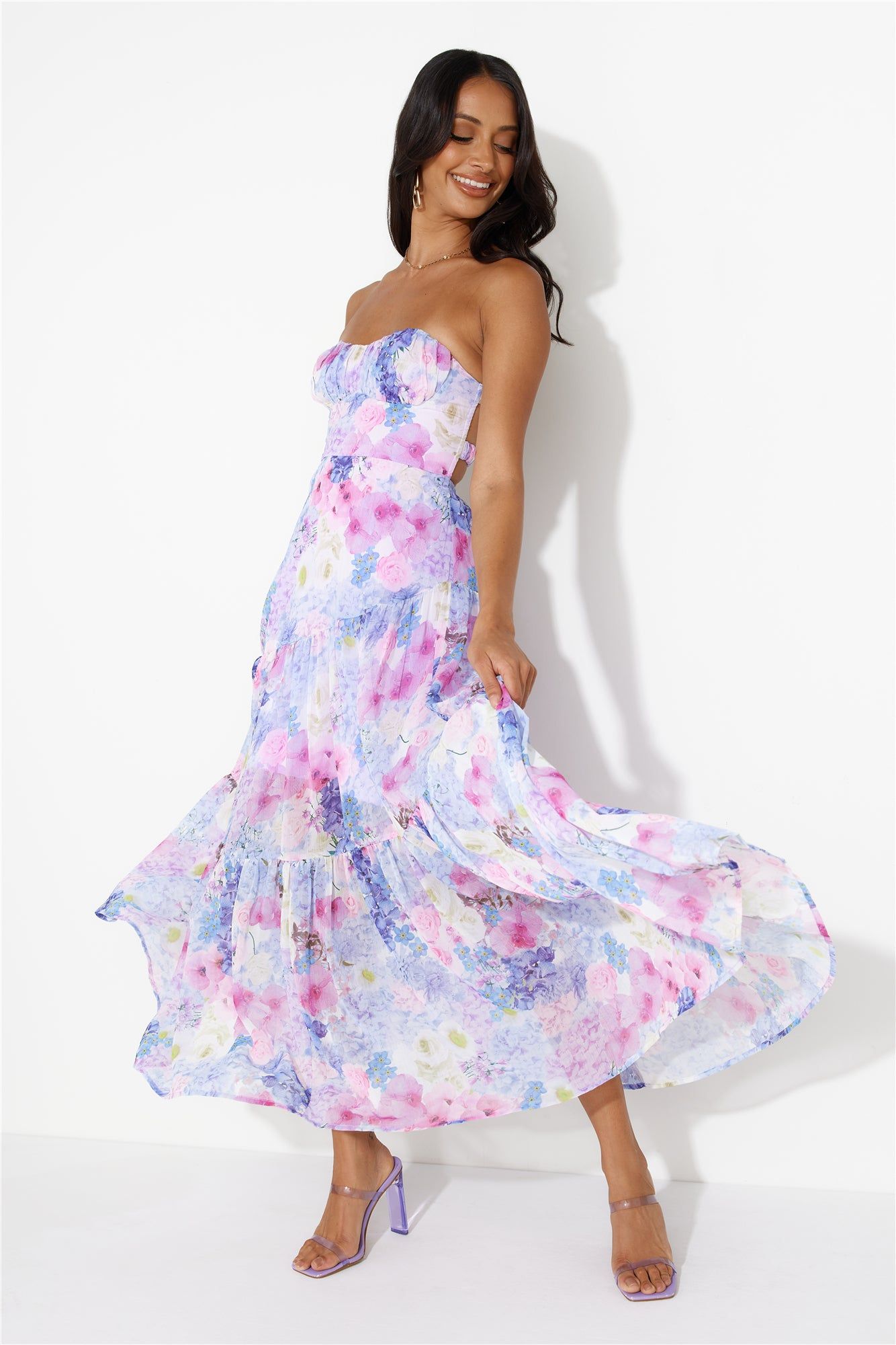 Seasonal Bloom Maxi Dress Purple sold by Hello Molly product image thumbnail 3