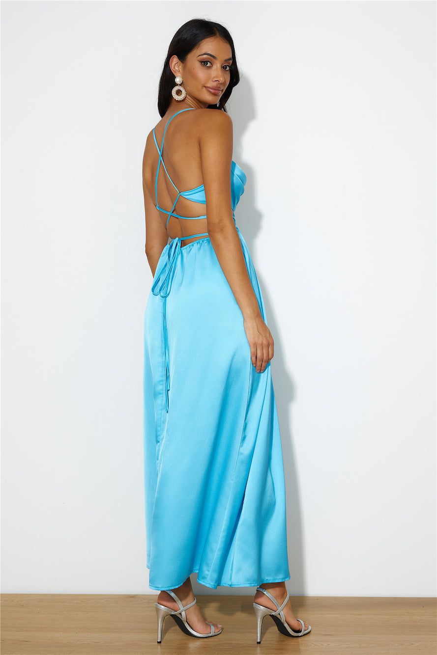 Early Mornings Satin Maxi Dress Blue sold by Hello Molly product image thumbnail 5