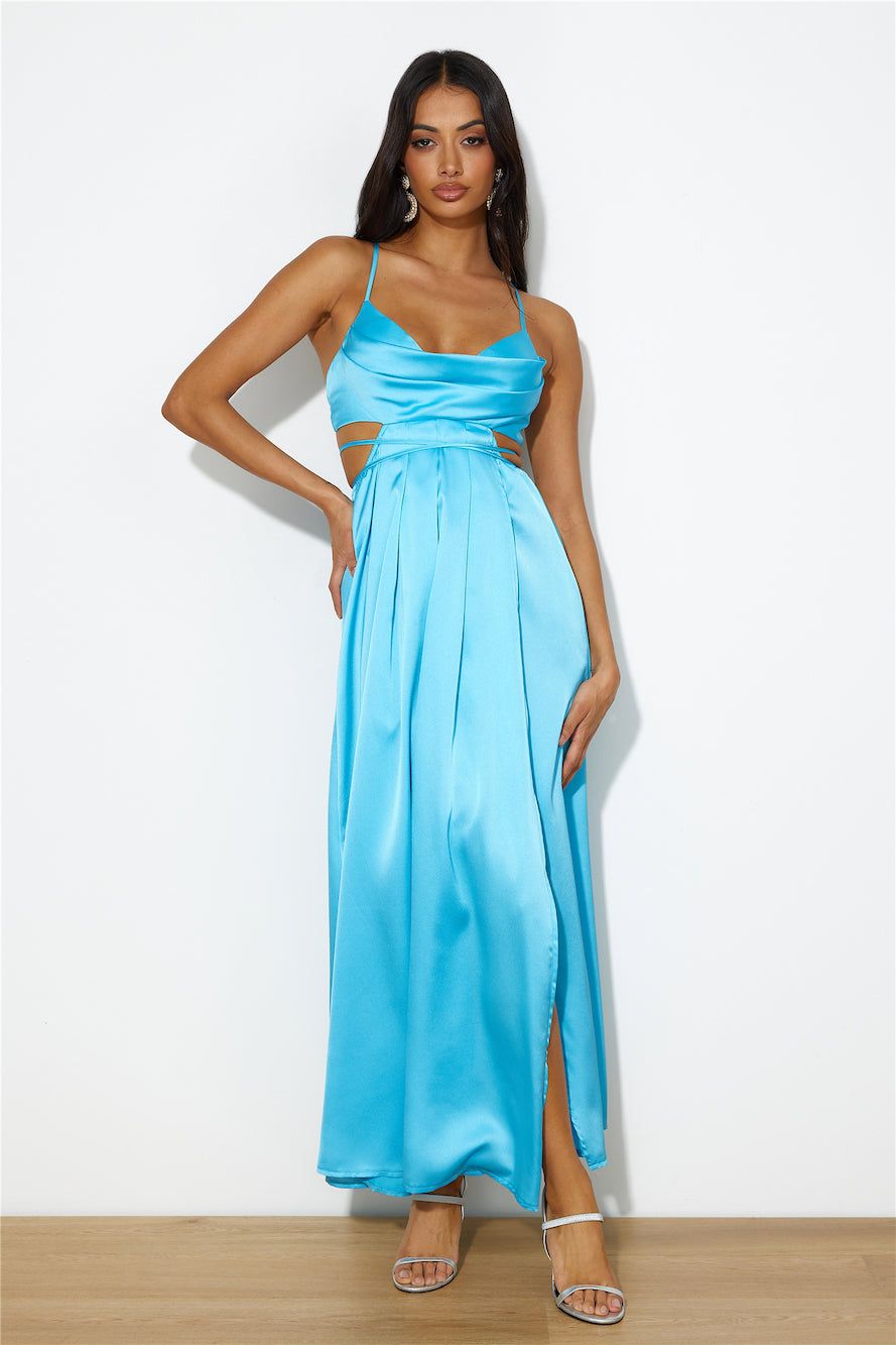 Early Mornings Satin Maxi Dress Blue sold by Hello Molly product image thumbnail 3