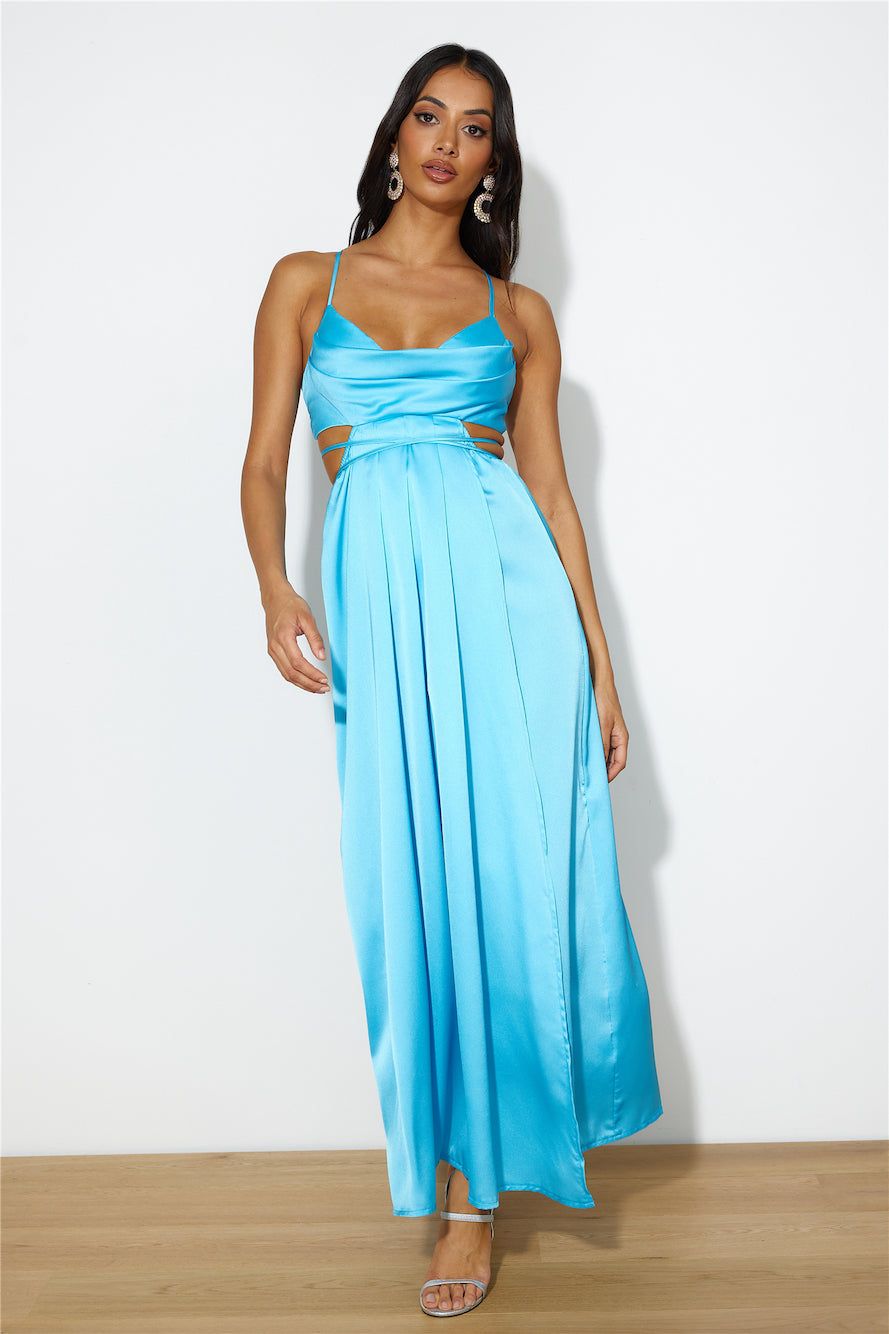 Early Mornings Satin Maxi Dress Blue sold by Hello Molly product image thumbnail 4
