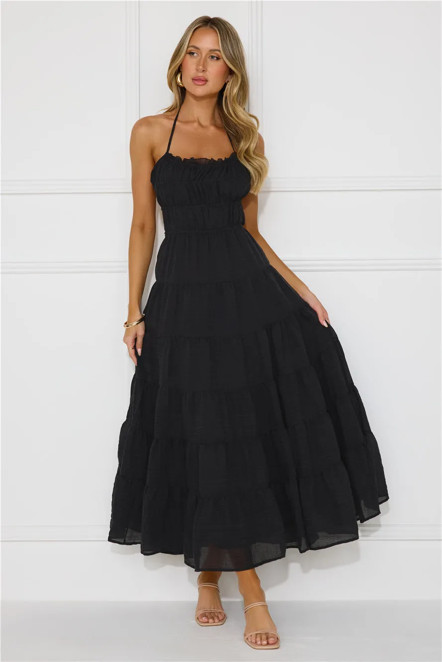 Beauty Retreat Halter Maxi Dress Black sold by Hello Molly