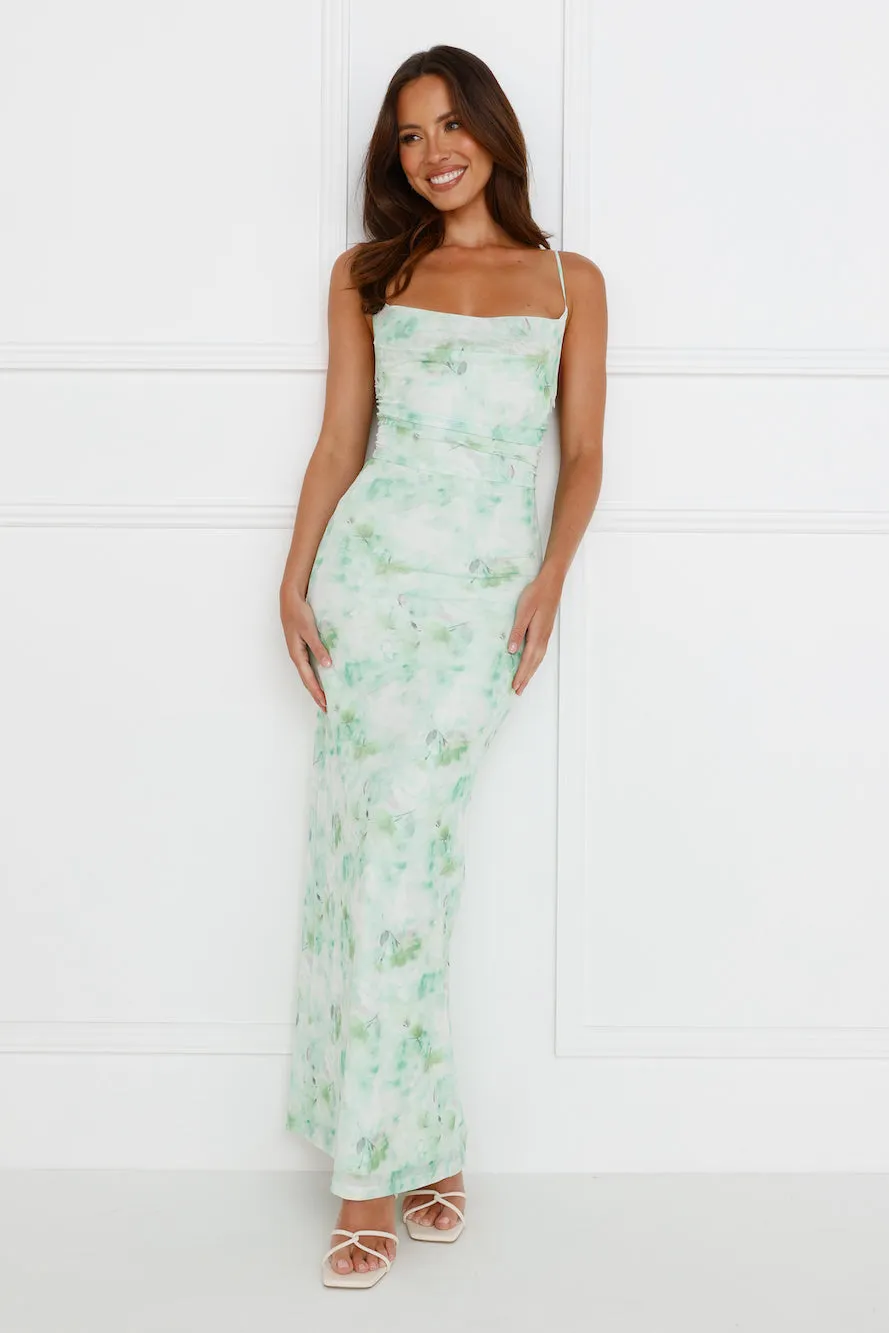 Musical Delight Mesh Maxi Dress Green sold by Hello Molly