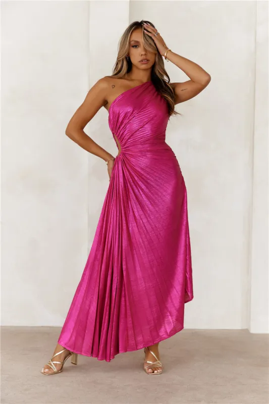 Sapphire Soirée One Shoulder Maxi Dress Fuchsia sold by Hello Molly