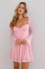 Tip Toe Lace Mini Dress Pink sold by Hello Molly