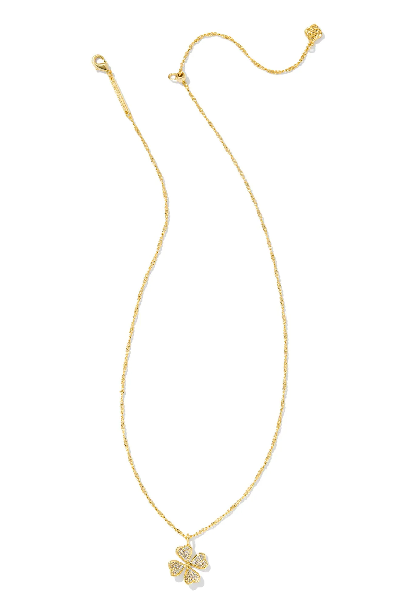 Clover Crystal Short Pendant Necklace Gold White Crystal sold by Hello Molly