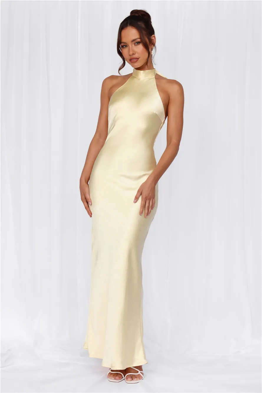 HELLO MOLLY The Cleo Halter Satin Maxi Dress Yellow sold by Hello Molly product image thumbnail 4