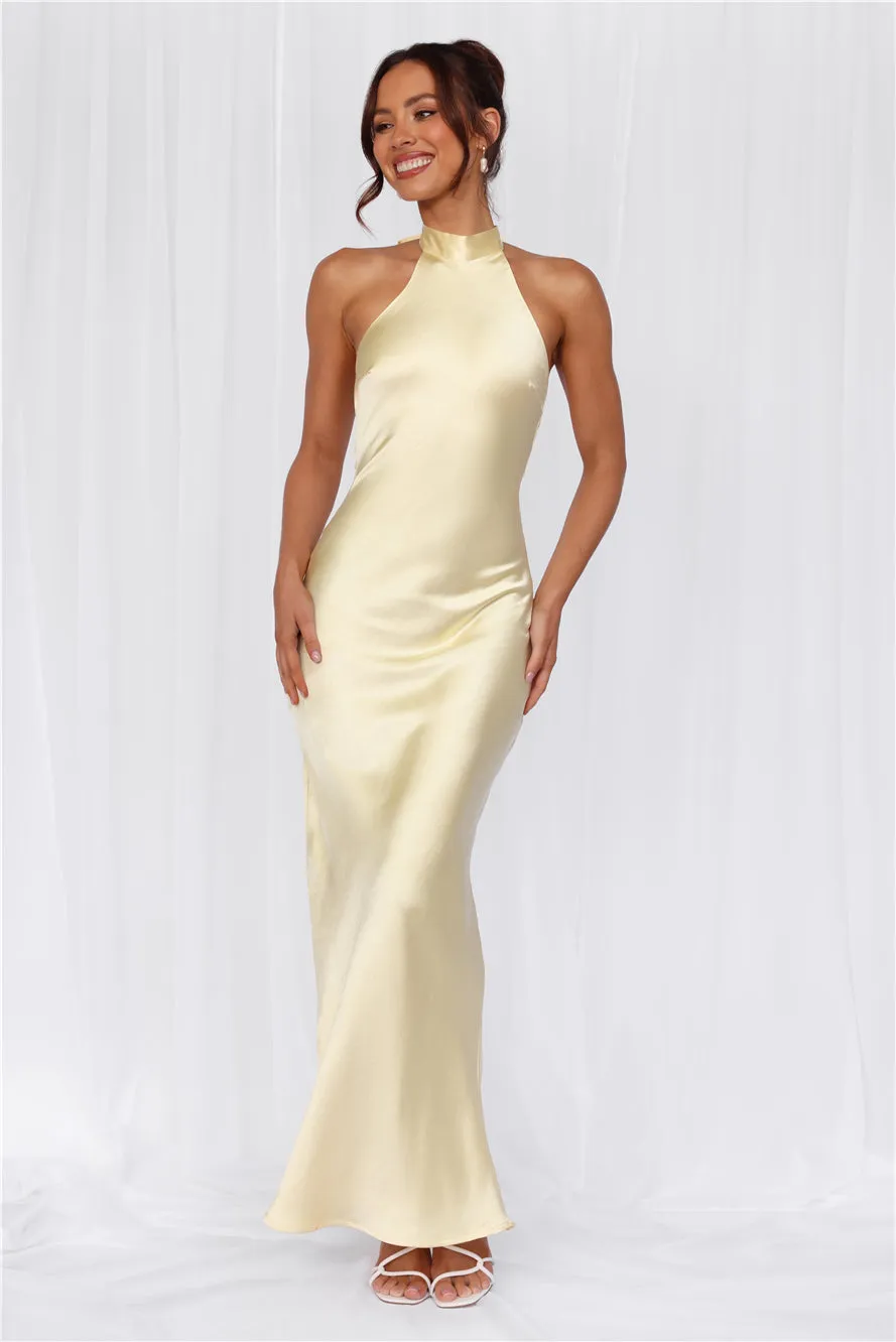 HELLO MOLLY The Cleo Halter Satin Maxi Dress Yellow sold by Hello Molly product image thumbnail 2