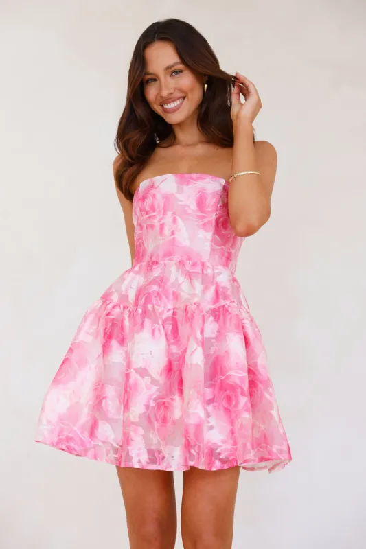 Gentle Aura Strapless Mini Dress Pink sold by Hello Molly