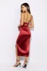 Sipping The Finest Satin Midi Dress Red sold by Hello Molly