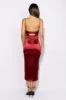 Sipping The Finest Satin Midi Dress Red sold by Hello Molly