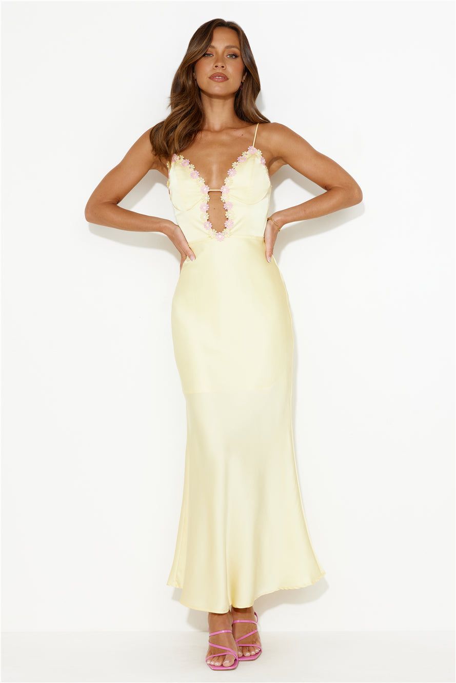 Daisy Friendship Satin Maxi Dress Yellow sold by Hello Molly product image thumbnail 3