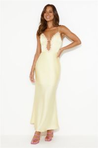 Daisy Friendship Satin Maxi Dress Yellow sold by Hello Molly