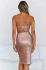 HELLO MOLLY Lipstick And Champagne Sequin Midi Dress Rose Gold sold by Hello Molly