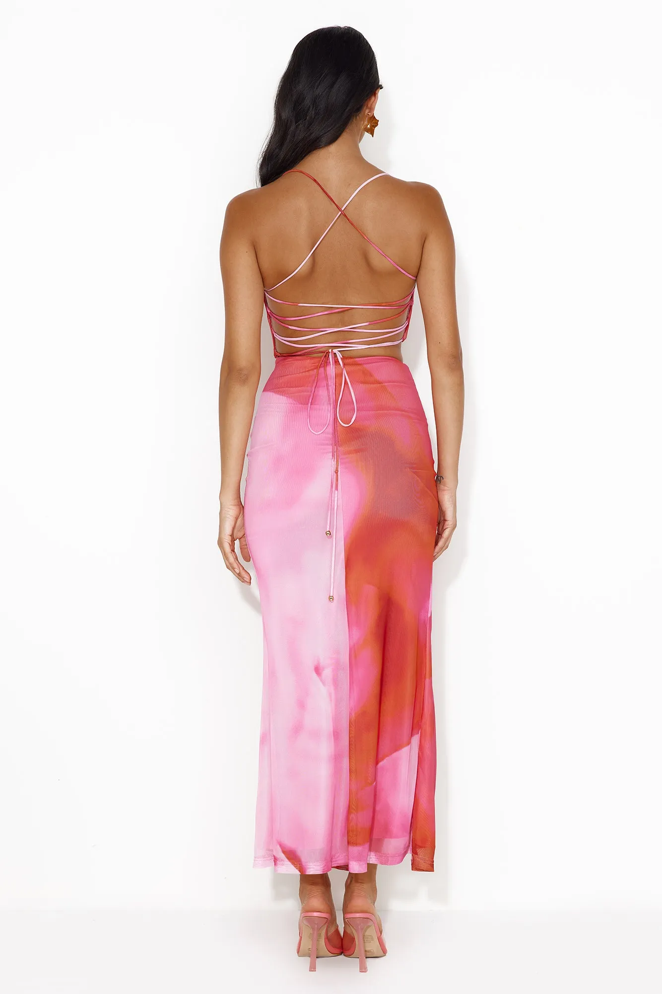In Detail Mesh Maxi Dress Pink sold by Hello Molly product image thumbnail 5