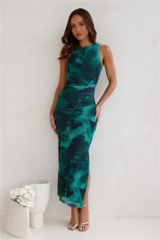 For The Party Mesh Maxi Dress Green sold by Hello Molly