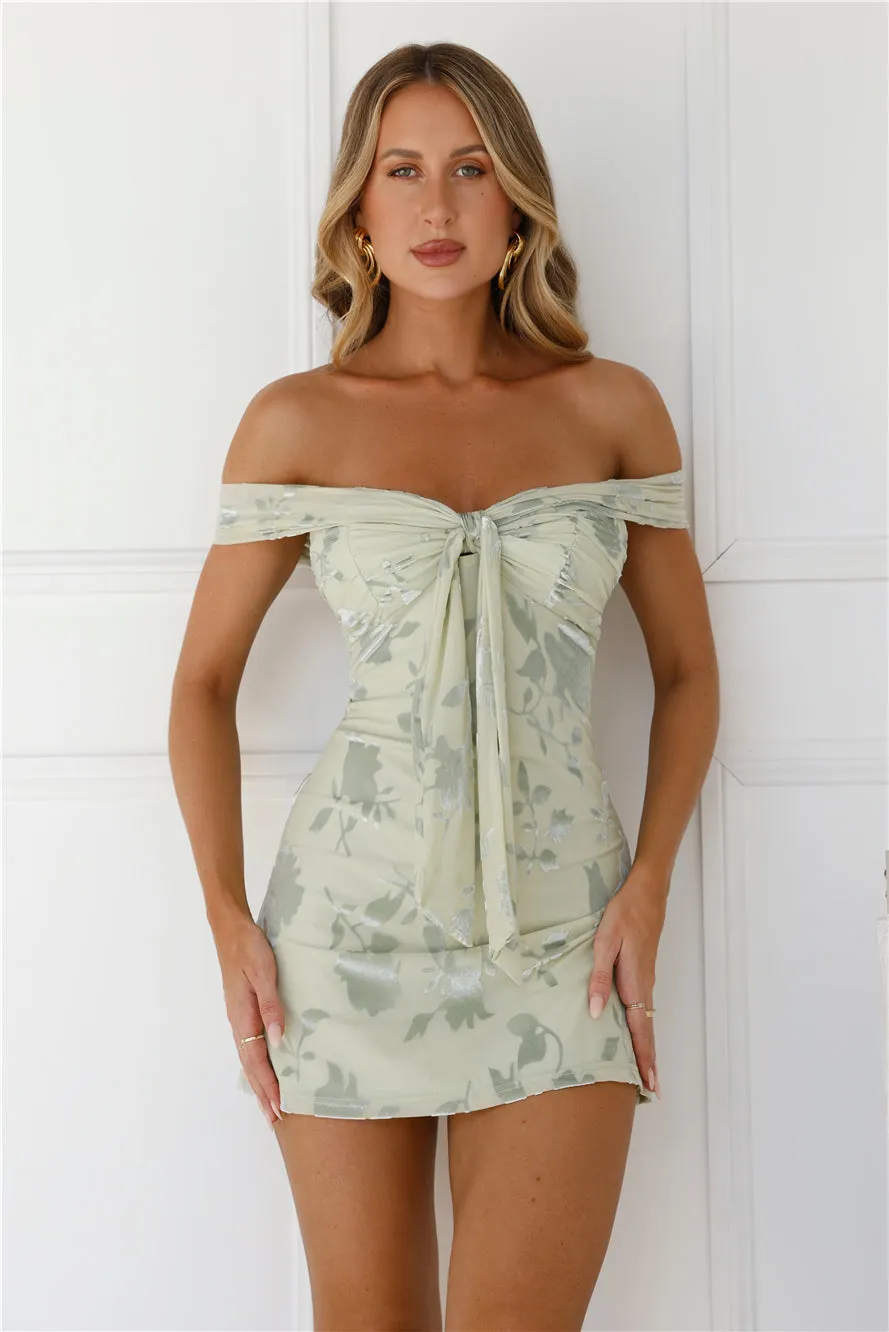 Important Party Off Shoulder Mini Dress Sage sold by Hello Molly product image thumbnail 3