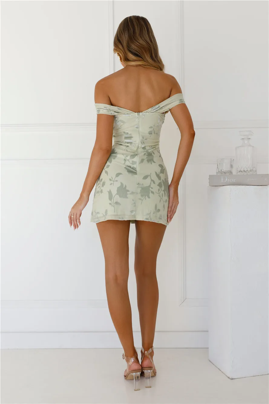 Important Party Off Shoulder Mini Dress Sage sold by Hello Molly product image thumbnail 4