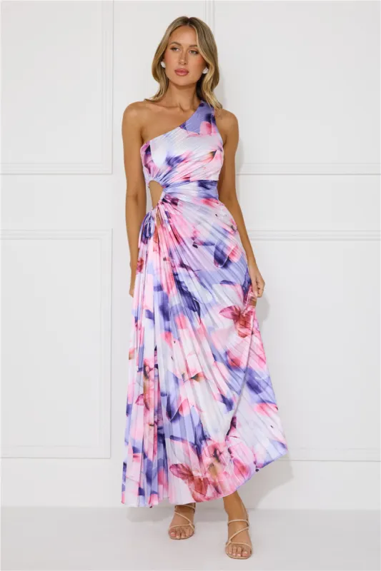 Lily Dreams One Shoulder Satin Maxi Dress Purple sold by Hello Molly
