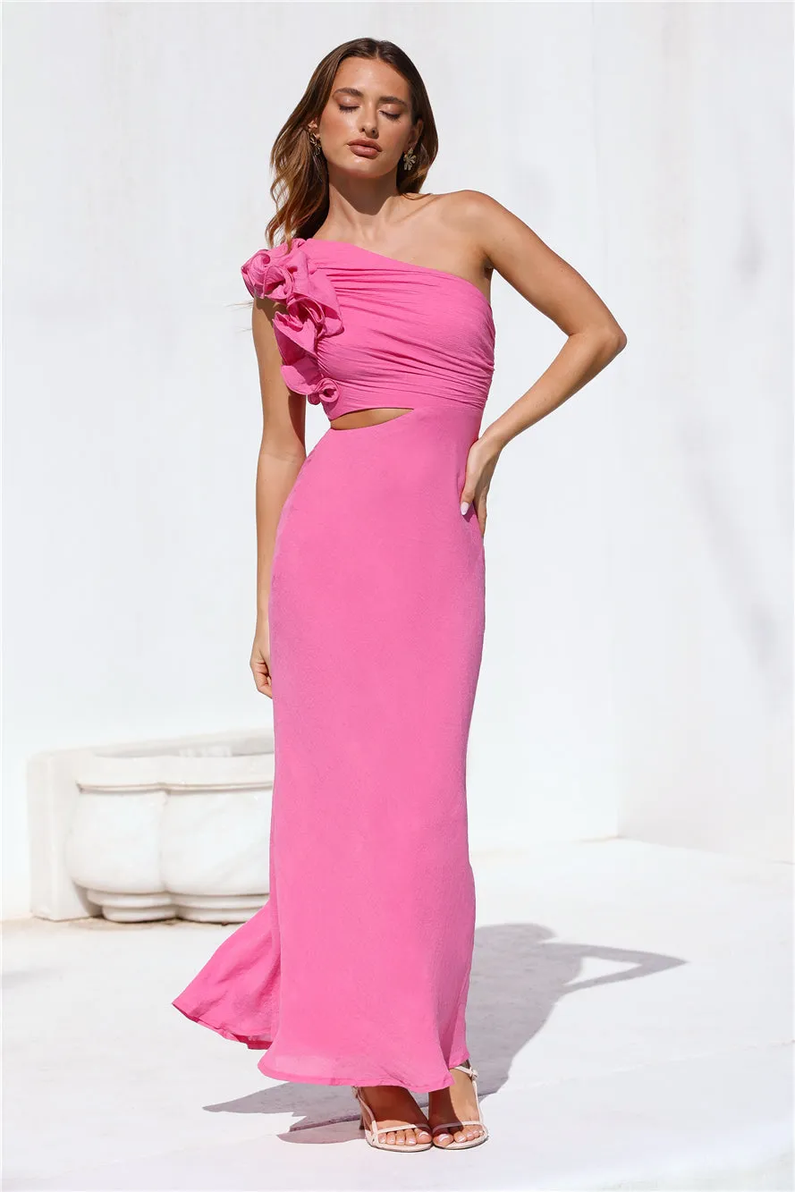 In These Moments One Shoulder Maxi Dress Pink sold by Hello Molly
