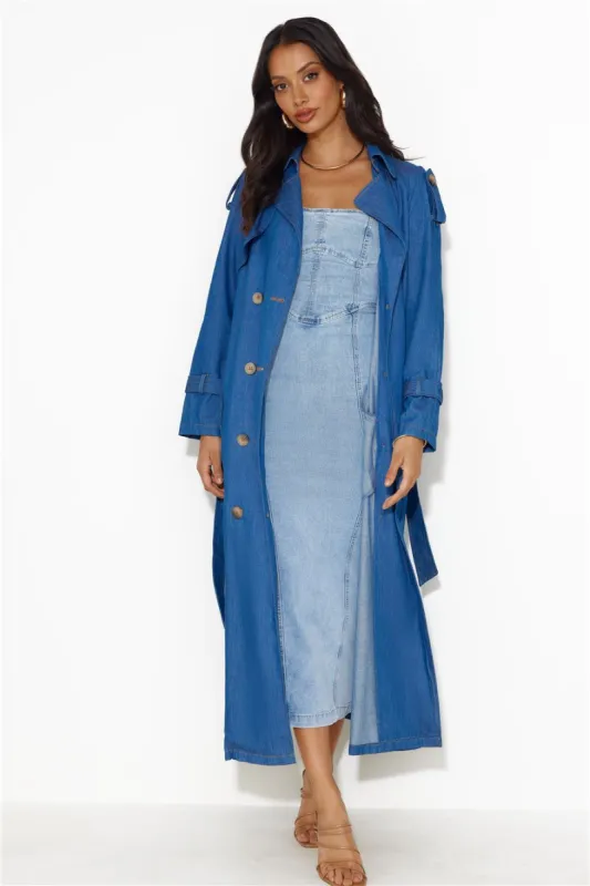 Into The Dark Denim Trench Coat Blue sold by Hello Molly