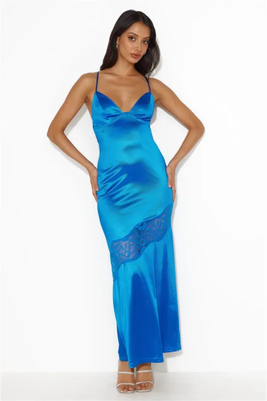 Formal Retreat Satin Maxi Dress Blue sold by Hello Molly