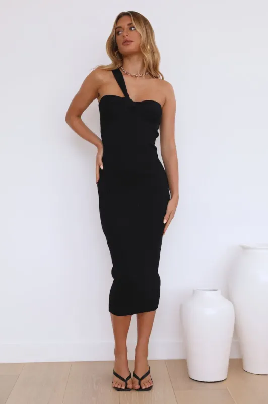 Effortlessly Stylish Midi Dress Black sold by Hello Molly