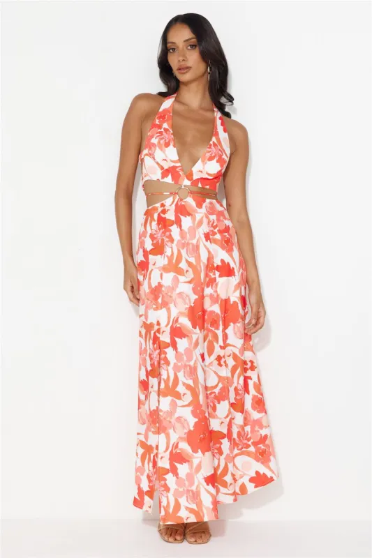 Paradise Island Halter Maxi Dress Red sold by Hello Molly