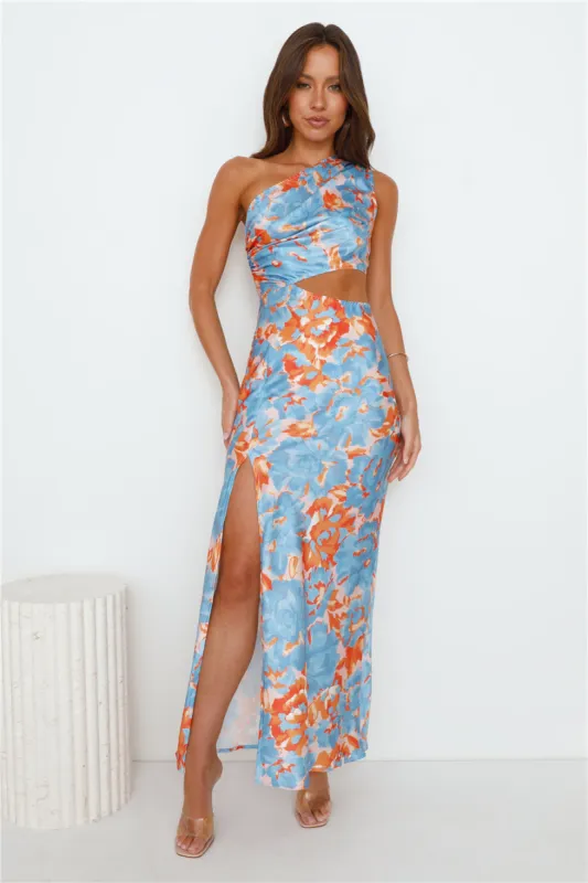 Poker Play Satin Maxi Dress Blue sold by Hello Molly