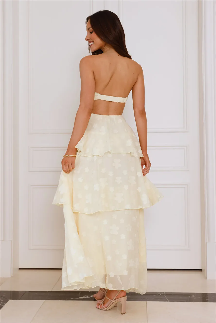 Tranquil Twilight Strapless Maxi Dress Yellow sold by Hello Molly product image thumbnail 4