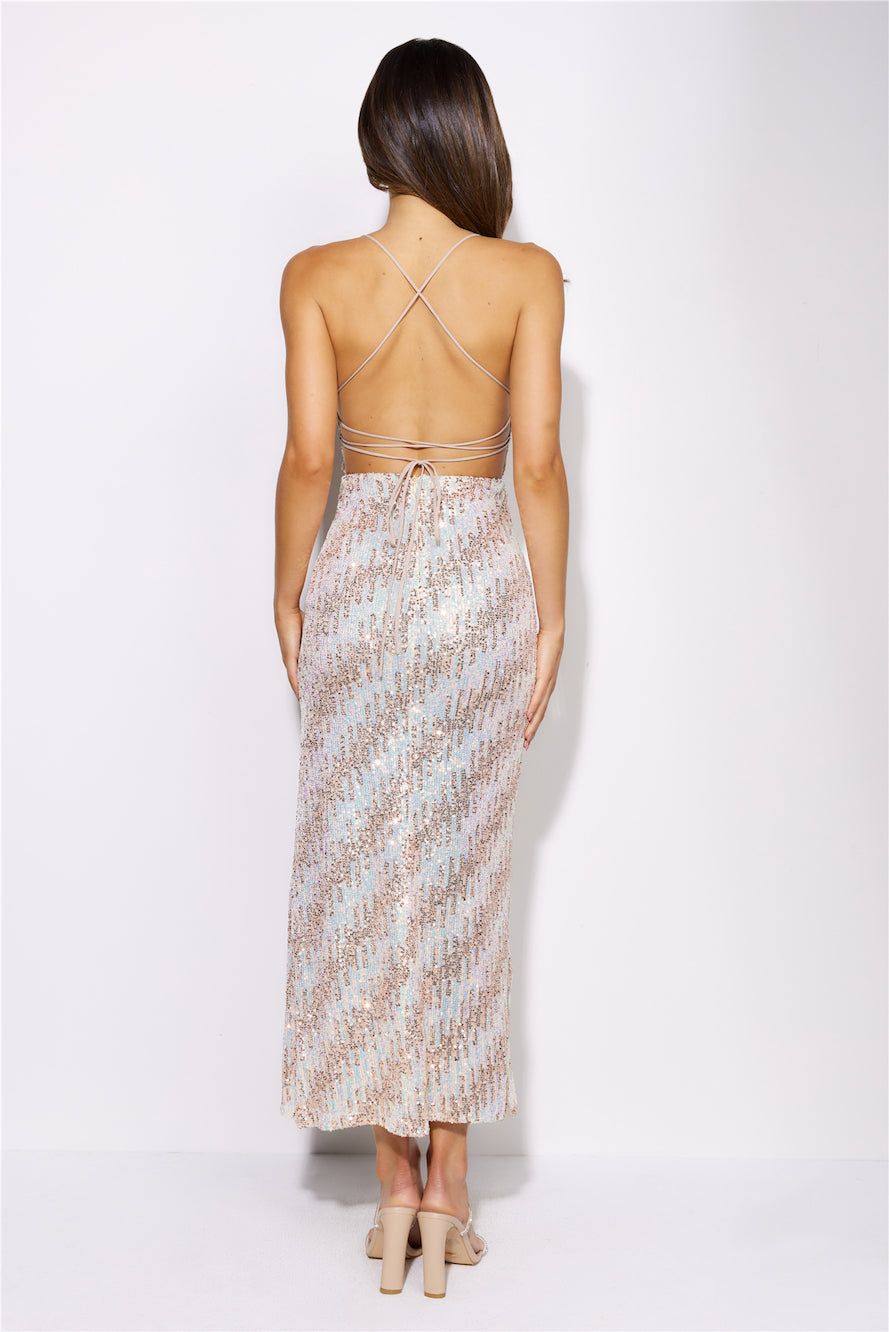 Sparkly Eyes Sequin Midi Dress Champagne sold by Hello Molly product image thumbnail 5