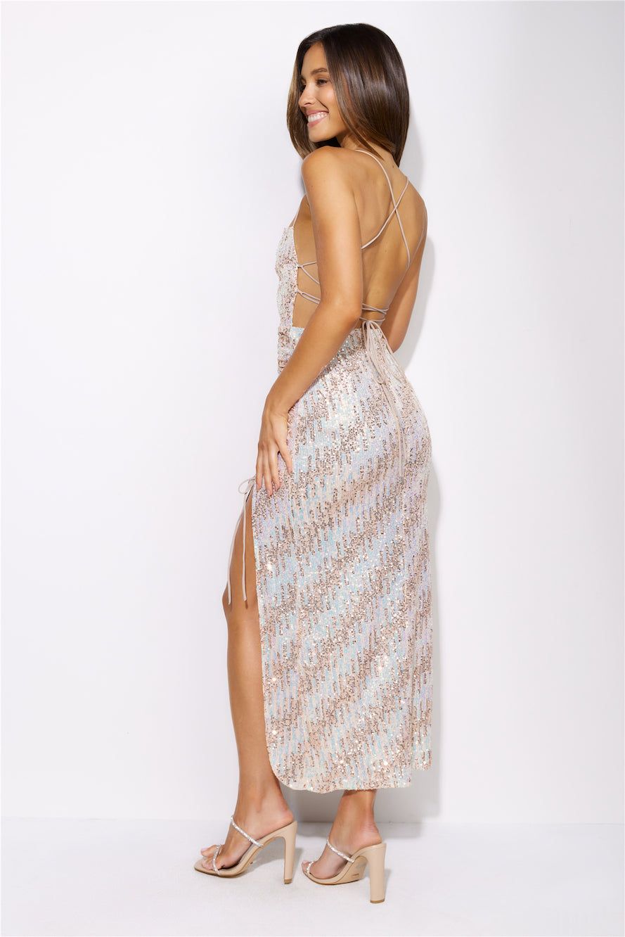 Sparkly Eyes Sequin Midi Dress Champagne sold by Hello Molly product image thumbnail 4