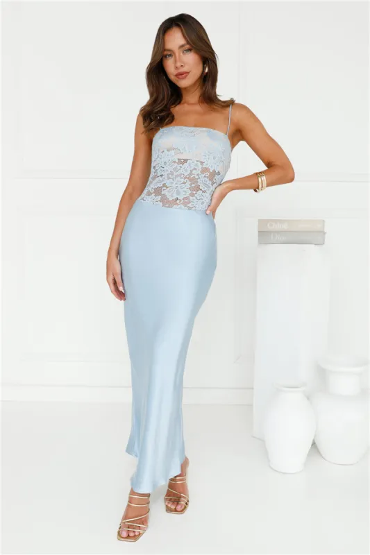 Switch On Satin Maxi Dress Blue sold by Hello Molly