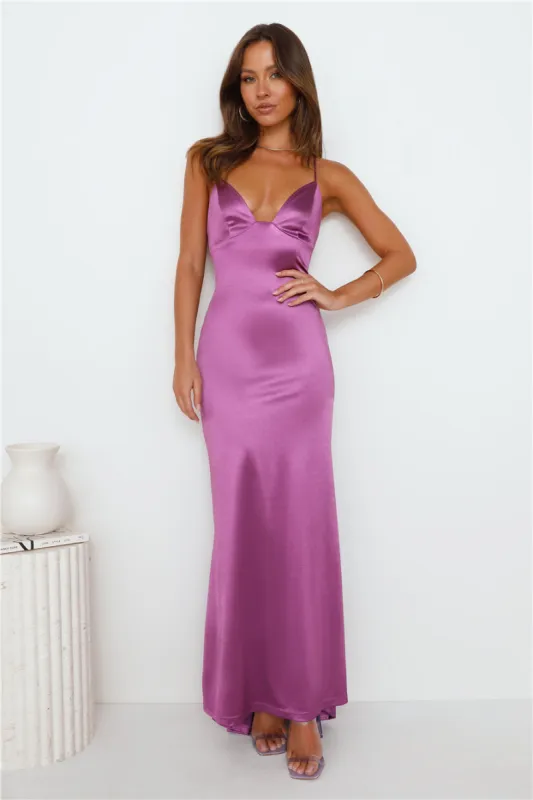 Events Of Class Satin Maxi Dress Purple sold by Hello Molly