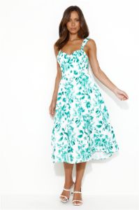 Retro Spin Midi Dress Green sold by Hello Molly