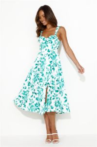 Retro Spin Midi Dress Green sold by Hello Molly