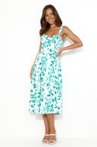 Retro Spin Midi Dress Green sold by Hello Molly