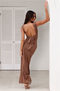 Fitted For You Maxi Dress Chocolate sold by Hello Molly