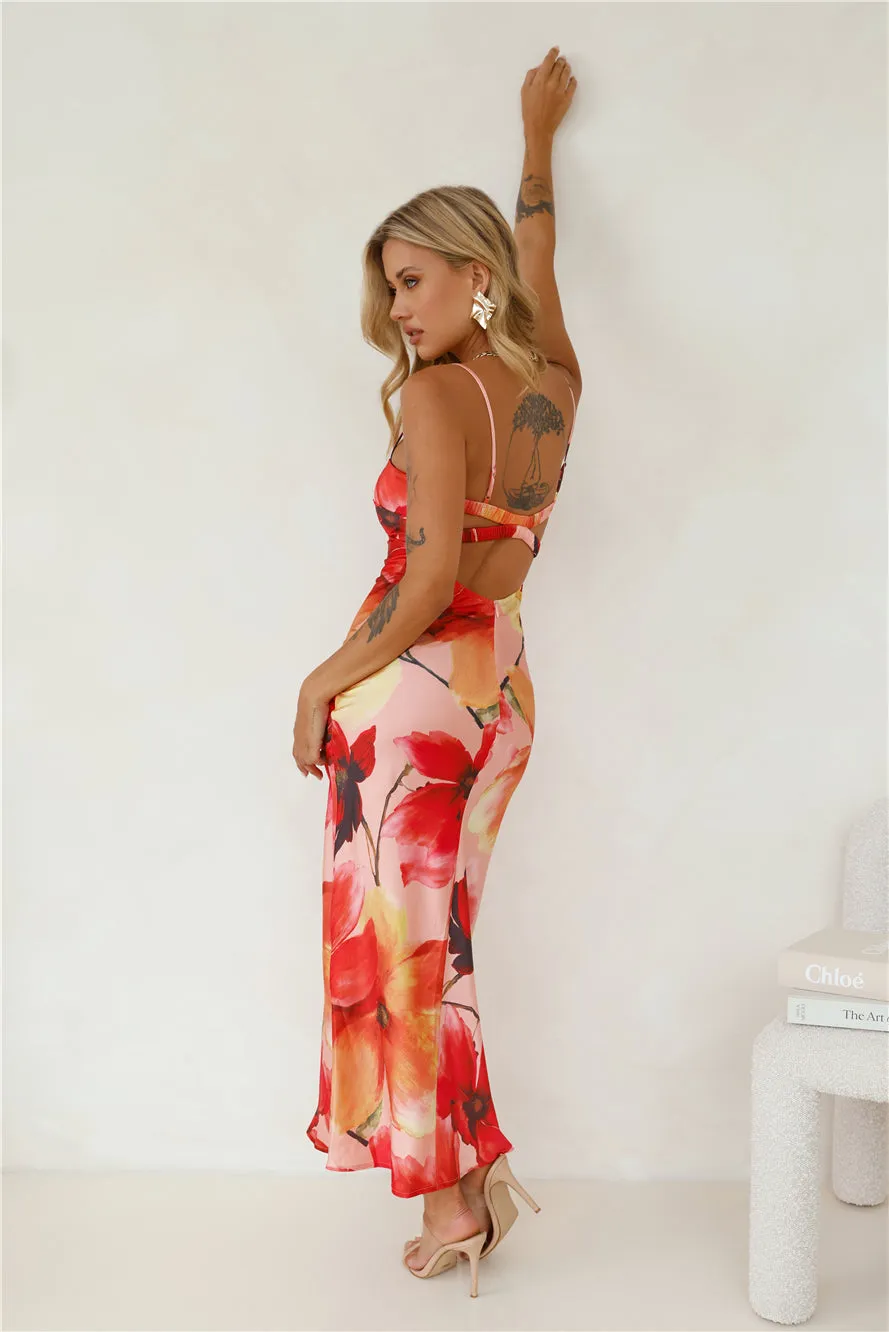 Mystery Of Her Satin Maxi Dress Orange sold by Hello Molly product image thumbnail 4