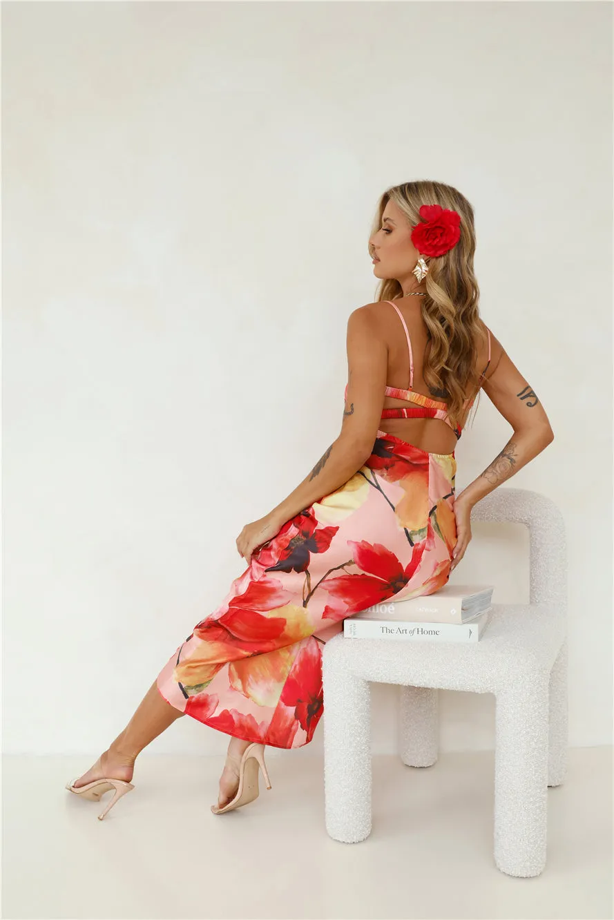 Mystery Of Her Satin Maxi Dress Orange sold by Hello Molly product image thumbnail 5