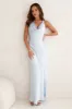 Seen For You Cowl Neck Satin Maxi Dress Light Blue sold by Hello Molly