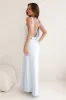 Seen For You Cowl Neck Satin Maxi Dress Light Blue sold by Hello Molly