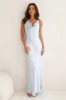 Seen For You Cowl Neck Satin Maxi Dress Light Blue sold by Hello Molly