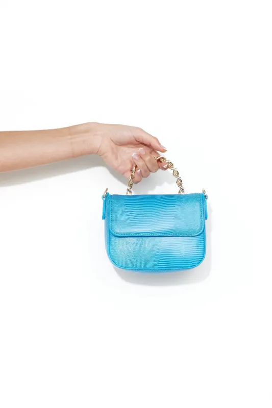 BILLINI Allaiah Handle Bag Azure Patent Croc sold by Hello Molly