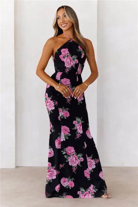 Blossom Beauty Halter Maxi Dress Black sold by Hello Molly