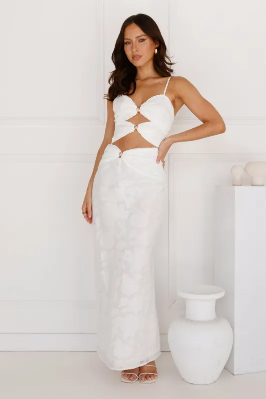 Secluded Shores Maxi Skirt White sold by Hello Molly