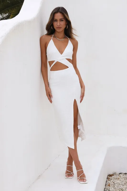 HELLO MOLLY Tropical Vacay Midi Dress White sold by Hello Molly