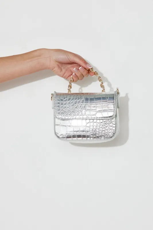 BILLINI Allaiah Handle Bag Silver Croc sold by Hello Molly