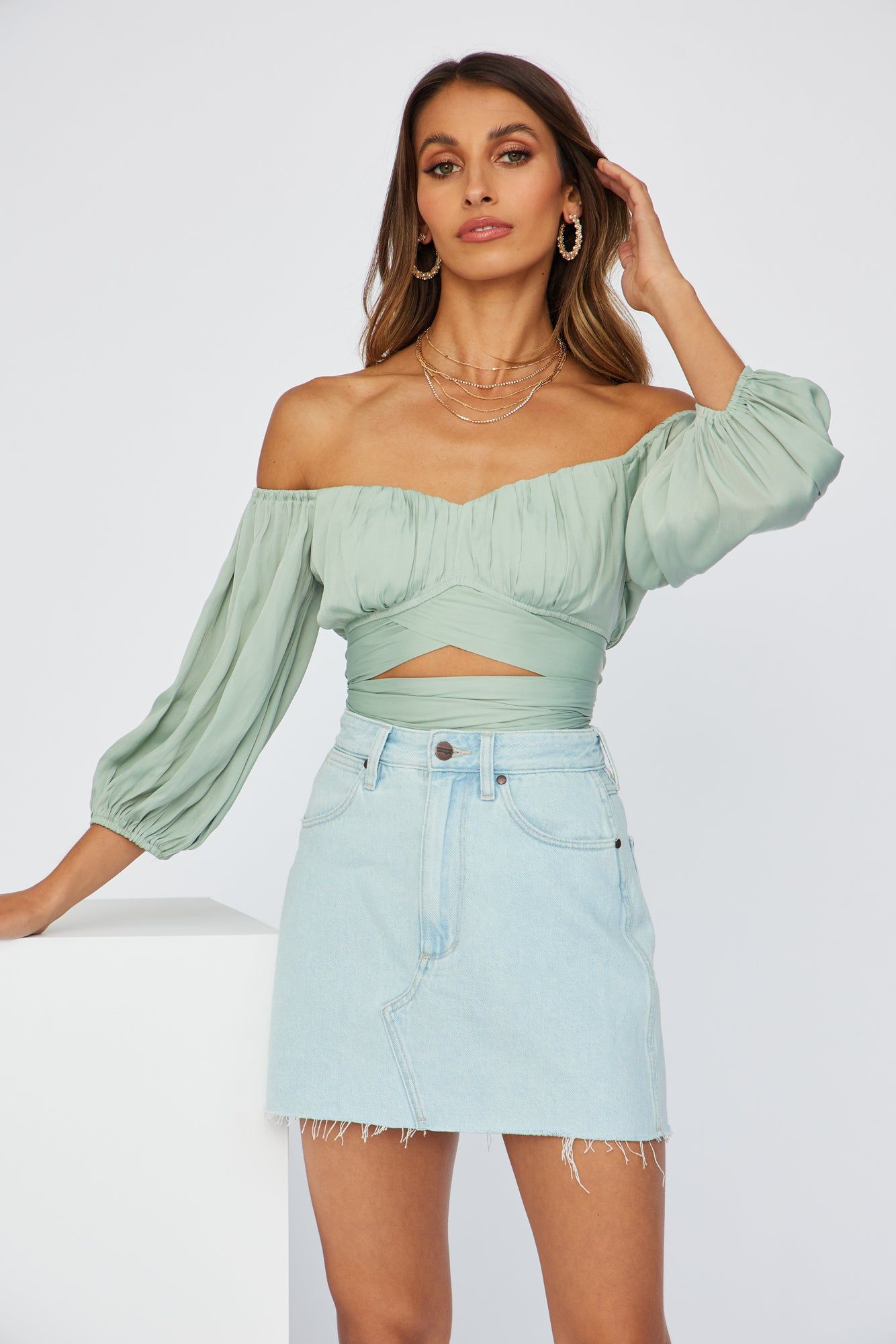 Living Doll Crop Top Pistachio sold by Hello Molly product image thumbnail 3